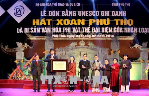 Hát Xoan Phú Thọ đón bằng di sản văn hóa phi vật thể của nhân loại